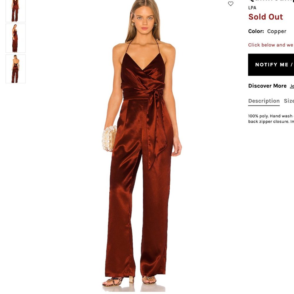 NWT LPA Quinn Jumpsuit Revolve - Copper